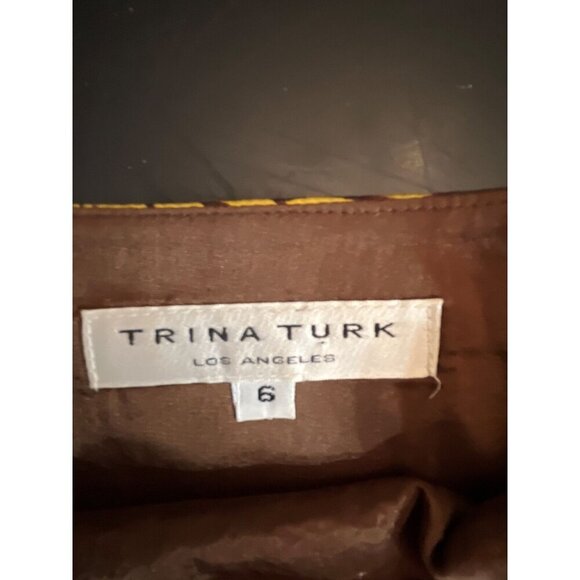 Trina Turk Abstract Floral Red Patterned Silk Blend Midi‎ Twirl Circle Skirt 6 - Picture 6 of 9